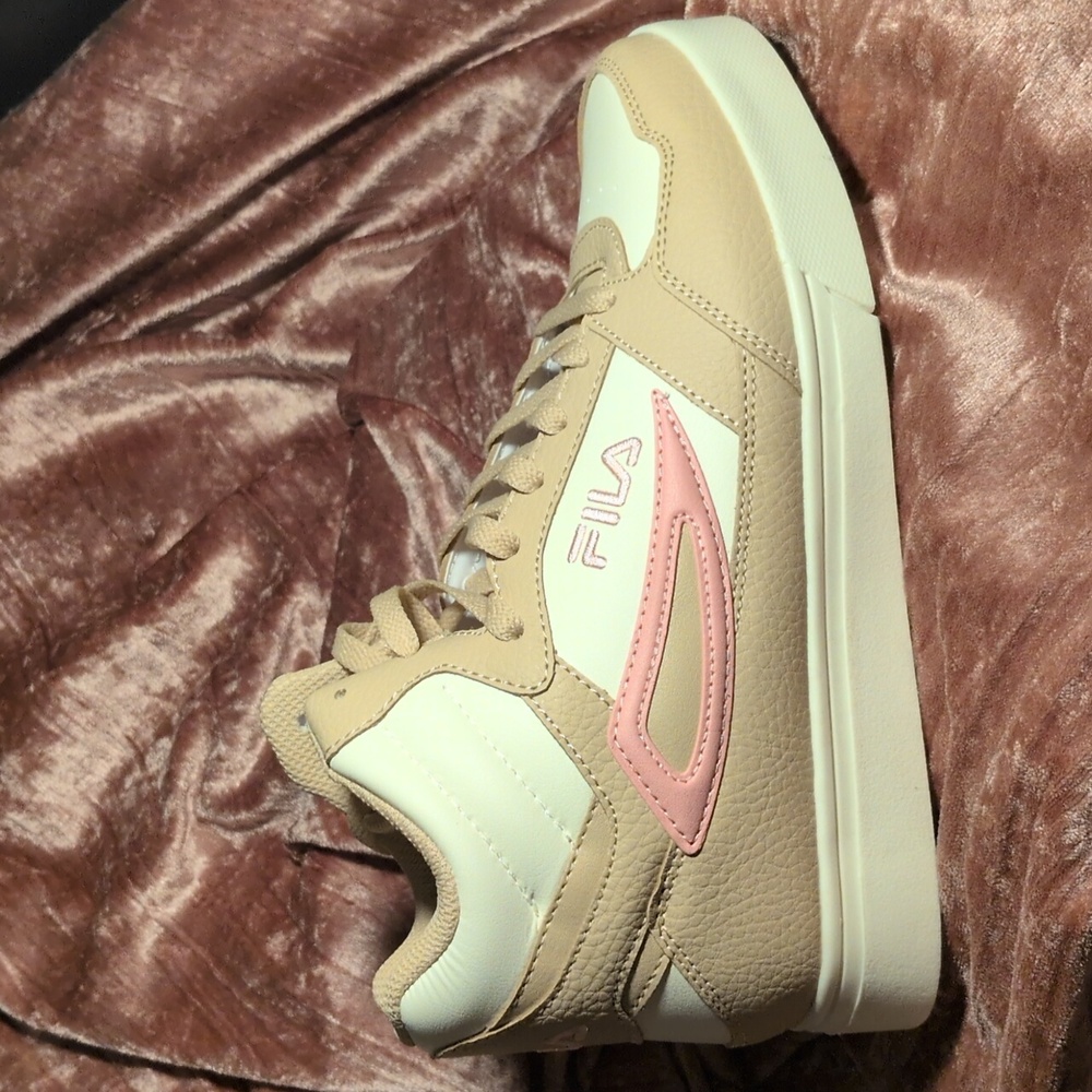 Fila Tan and Pink Retro Sneakers